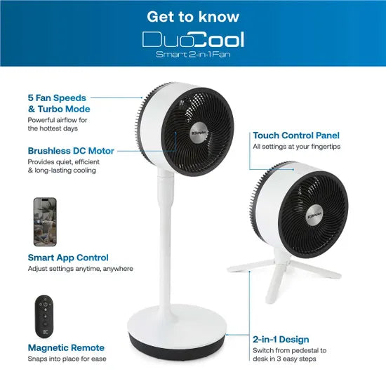 Dimplex DuoCool Smart WiFi 2-in-1 & Desk Fan - White | DXACF001