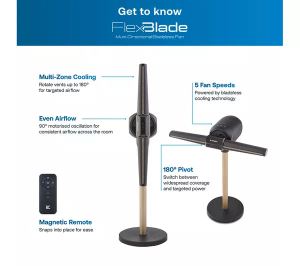 Dimplex 2-in-1 Cordless Bladeless Pedestal & Desk Fan - Black | DXACF002