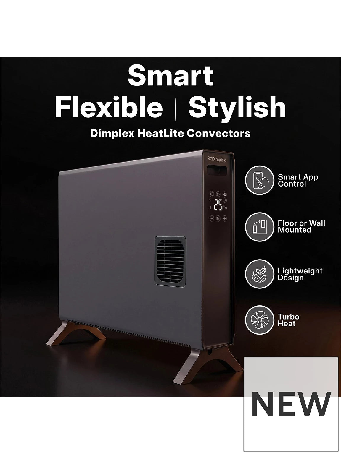 Dimplex 2kW Freestanding Smart Convector Heater - Black | DXCV2003