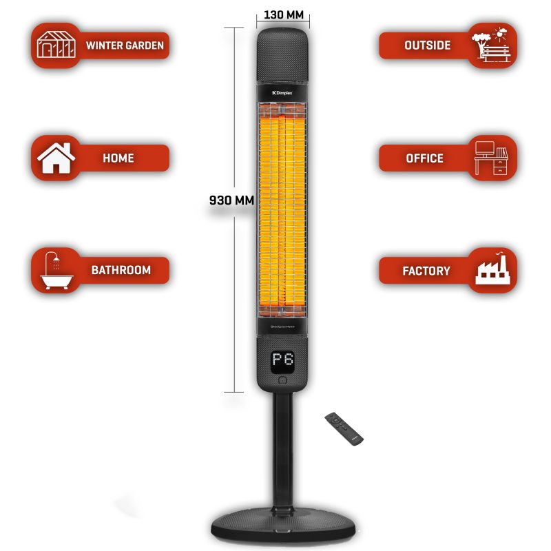 Dimplex 2500W Smart Freestanding & Wall Mount Carbon Heater - Black | DXOTDRSMT