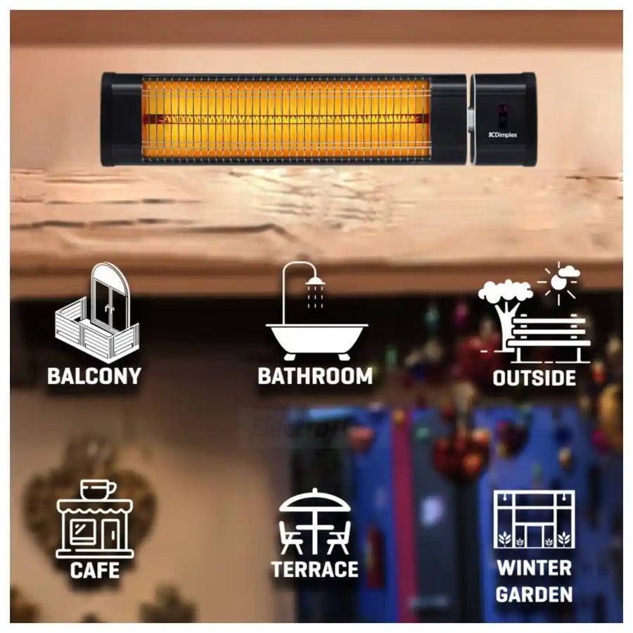 Dimplex 2500W Eco Smart Wall Mounted Carbon Infrared Heater - Black | DXOTDRWM25