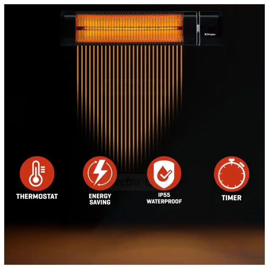 Dimplex 2500W Eco Smart Wall Mounted Carbon Infrared Heater - Black | DXOTDRWM25