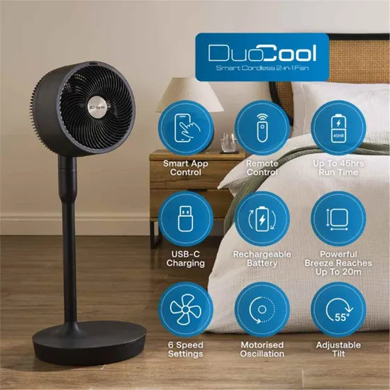 Dimplex DuoCool Smart WiFi 2-in-1 Cordless & Desk Fan - Grey | DXRCF001