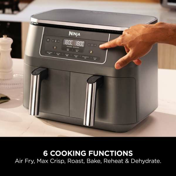 Ninja 6-in-1 Dual Zone 7.6L Air Fryer - Gun Metal Grey | DZ300UK from Ninja - DID Electrical