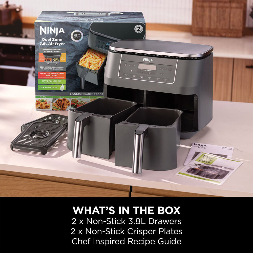 Ninja 6-in-1 Dual Zone 7.6L Air Fryer - Gun Metal Grey | DZ300UK from Ninja - DID Electrical