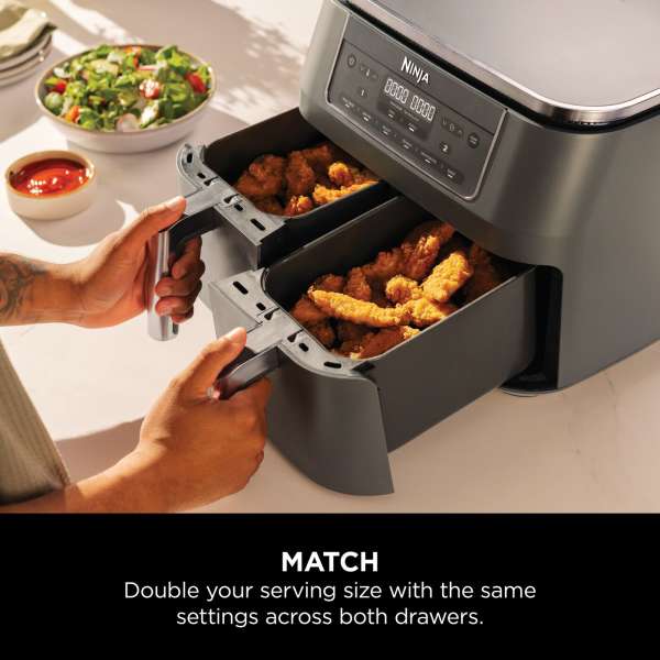 Ninja 6-in-1 Dual Zone 7.6L Air Fryer - Gun Metal Grey | DZ300UK from Ninja - DID Electrical
