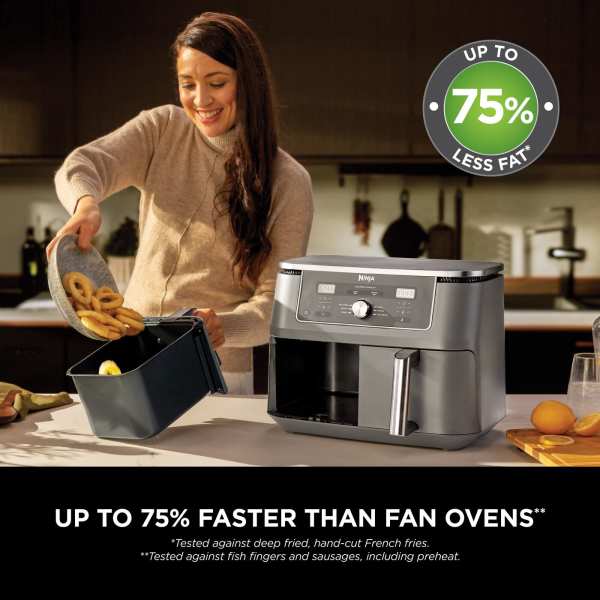 Ninja Max 6-in-1 Dual Zone 9.5L Air Fryer - Gun Metal Grey | DZ400UK from Ninja - DID Electrical