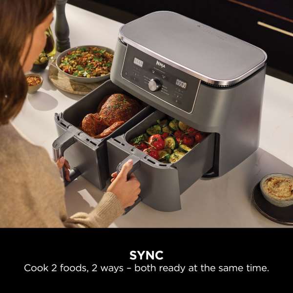 Ninja Max 6-in-1 Dual Zone 9.5L Air Fryer - Gun Metal Grey | DZ400UK from Ninja - DID Electrical