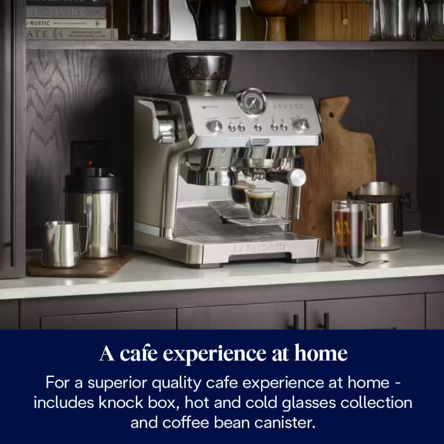 DeLonghi Bean to Cup Coffee Machine With La Specialista Opera Home Cafe Kit - Metal | EC9555.M from DeLonghi - DID Electrical
