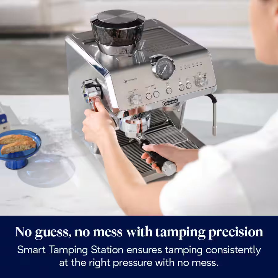 DeLonghi Bean to Cup Coffee Machine With La Specialista Opera Home Cafe Kit - Metal | EC9555.M from DeLonghi - DID Electrical