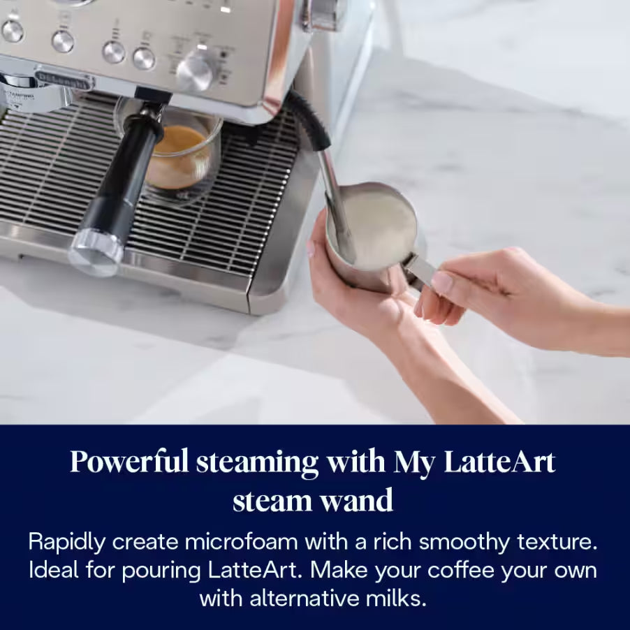DeLonghi Bean to Cup Coffee Machine With La Specialista Opera Home Cafe Kit - Metal | EC9555.M from DeLonghi - DID Electrical