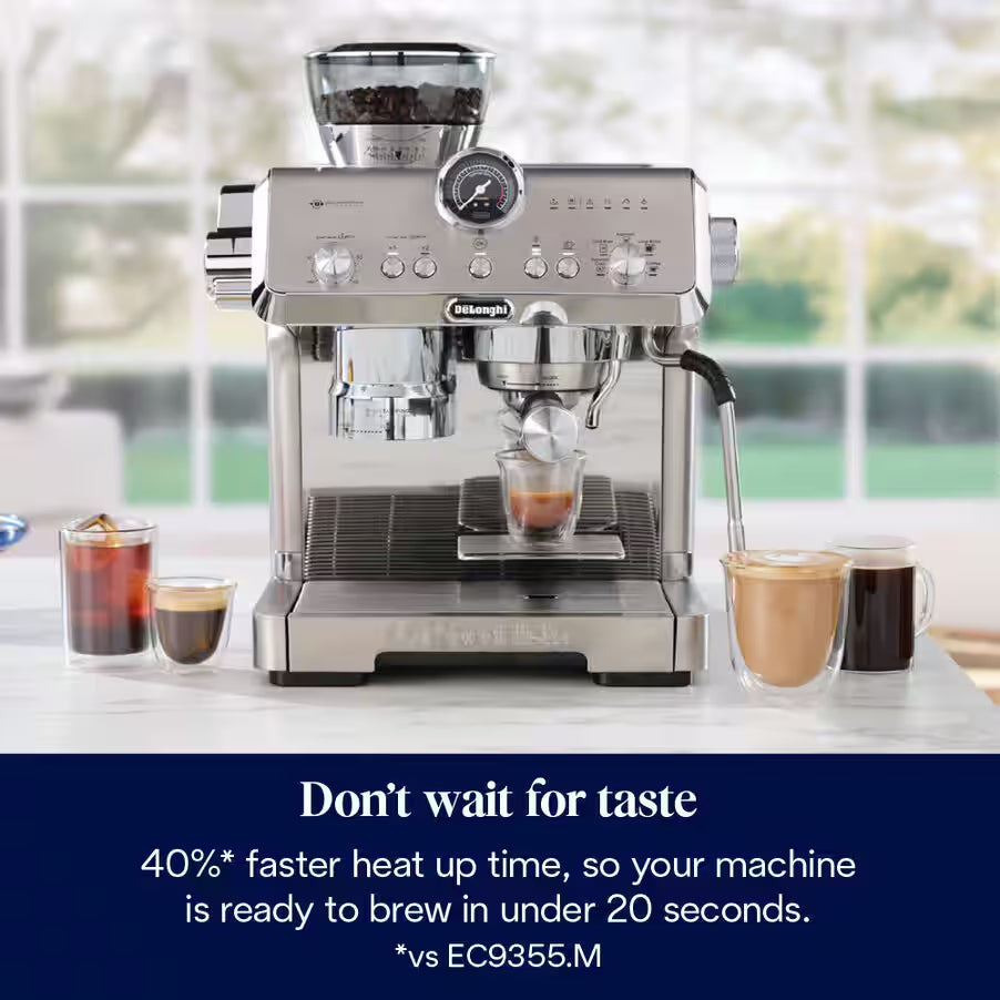 DeLonghi Bean to Cup Coffee Machine With La Specialista Opera Home Cafe Kit - Metal | EC9555.M from DeLonghi - DID Electrical