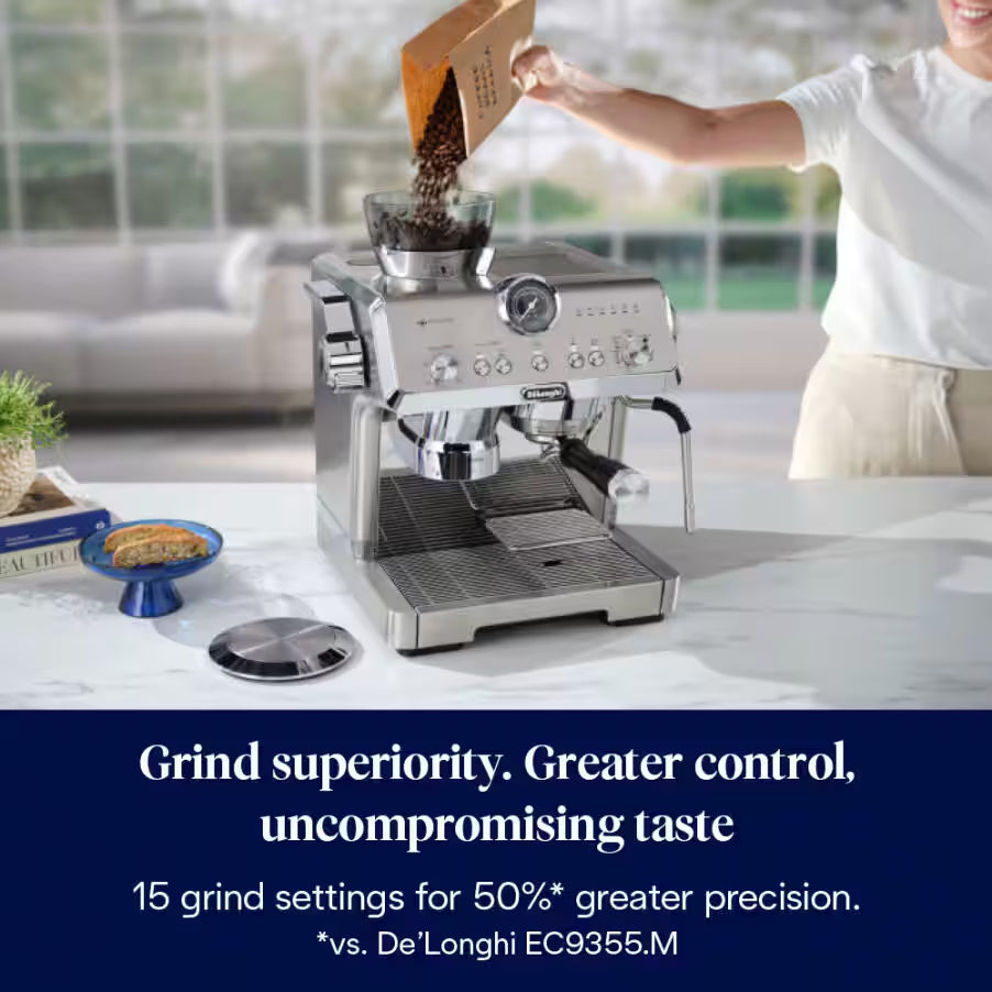 DeLonghi Bean to Cup Coffee Machine With La Specialista Opera Home Cafe Kit - Metal | EC9555.M from DeLonghi - DID Electrical