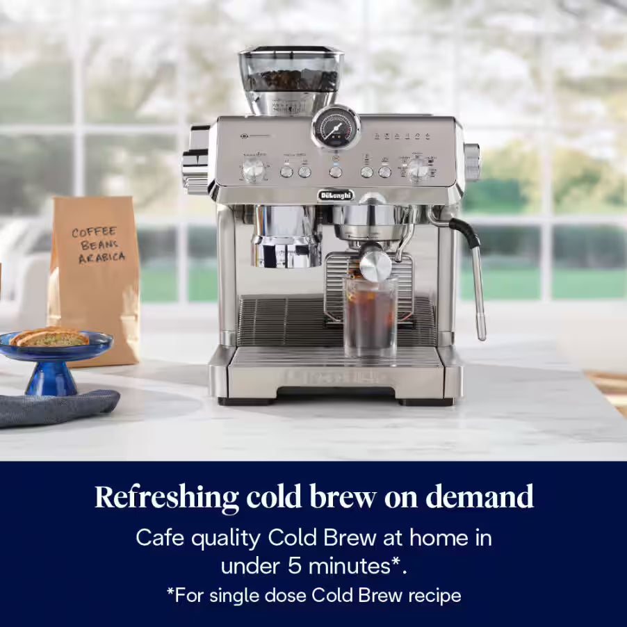 DeLonghi Bean to Cup Coffee Machine With La Specialista Opera Home Cafe Kit - Metal | EC9555.M from DeLonghi - DID Electrical