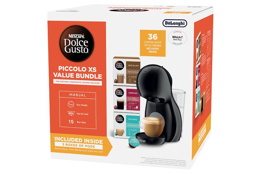 DeLonghi Nescafe Dolce Gusto Piccolo XS Coffee Machine Value Bundle - Black | EDG210.BGY