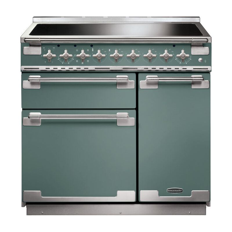 Rangemaster Elise 90cm Induction Range Cooker - Mineral Green & Brushed Nickel | ELS90EIMG from Rangemaster - DID Electrical