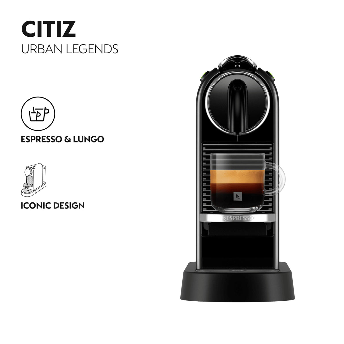 DeLonghi Nespresso Citiz Coffee Machine - Black | EN167.B from Nespresso - DID Electrical