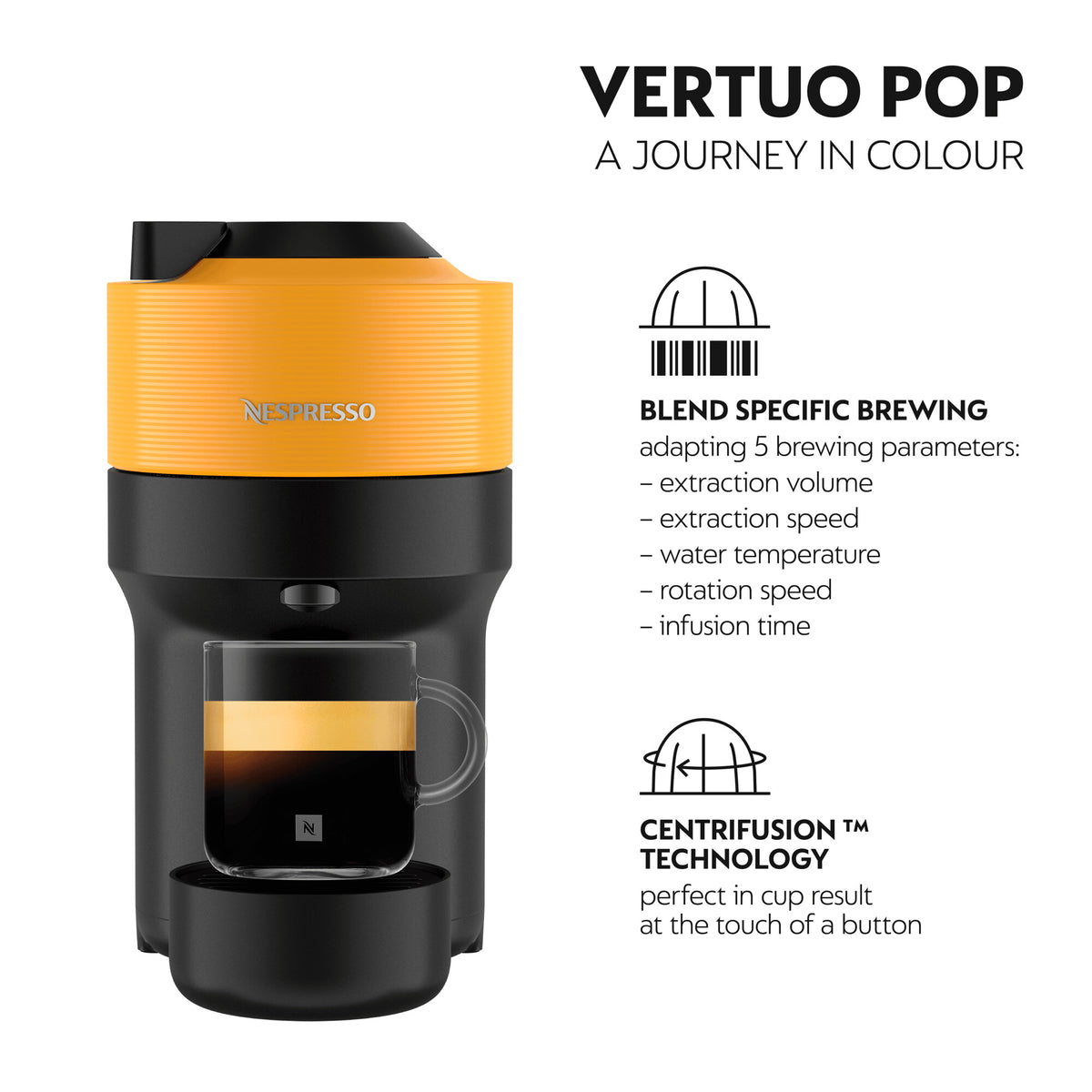 DeLonghi Nespresso Vertuo Pop Coffee Machine - Yellow | ENV90.Y from DeLonghi - DID Electrical