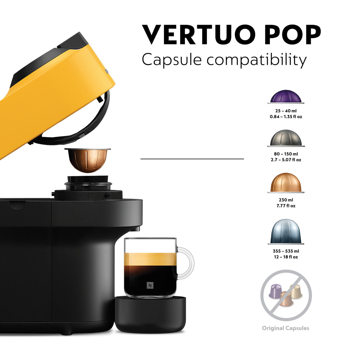 DeLonghi Nespresso Vertuo Pop Coffee Machine - Yellow | ENV90.Y from DeLonghi - DID Electrical