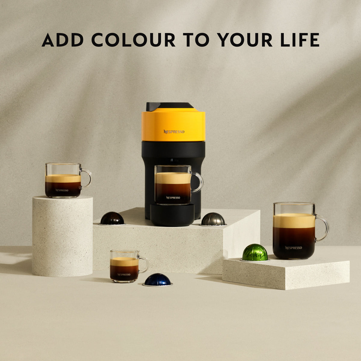 DeLonghi Nespresso Vertuo Pop Coffee Machine - Yellow | ENV90.Y from DeLonghi - DID Electrical