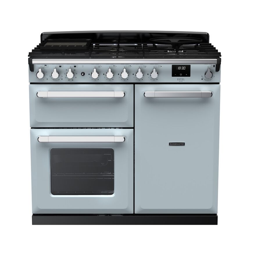 Rangemaster Estel Deluxe 100CM Dual Fuel Range Cooker - Misty Blue | ESDL100DFPMSB/CM1 from Rangemaster - DID Electrical