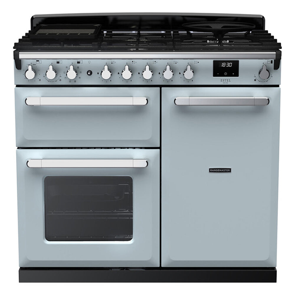 Rangemaster Estel Deluxe 100CM Dual Fuel Range Cooker - Misty Blue | ESDL100DFPMSB/CM1 from Rangemaster - DID Electrical