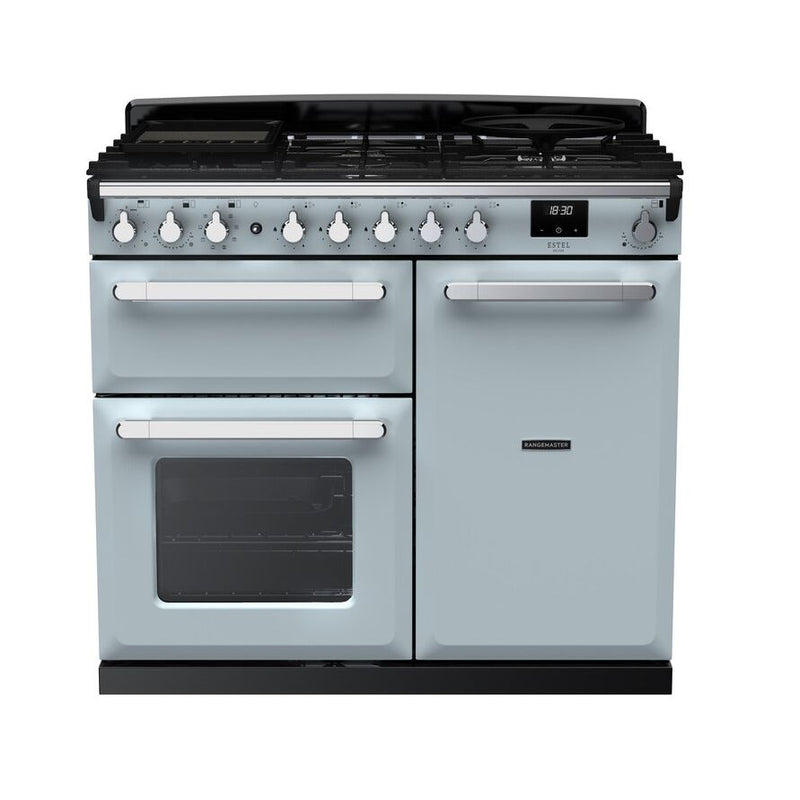 Rangemaster Estel Deluxe 100CM Dual Fuel Range Cooker - Misty Blue | ESDL100DFPMSB/CM1 from Rangemaster - DID Electrical
