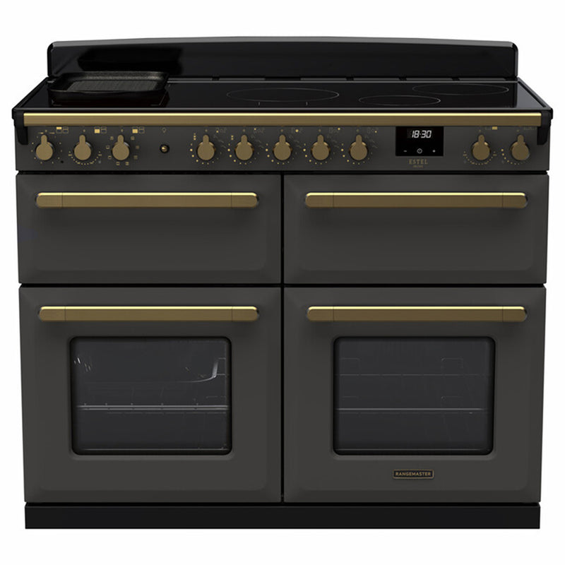 Rangemaster Estel Deluxe 110CM Electric Range Cooker - Slate with Antique Brass | ESDLB110EIPSLT/AB1 from Rangemaster - DID Electrical
