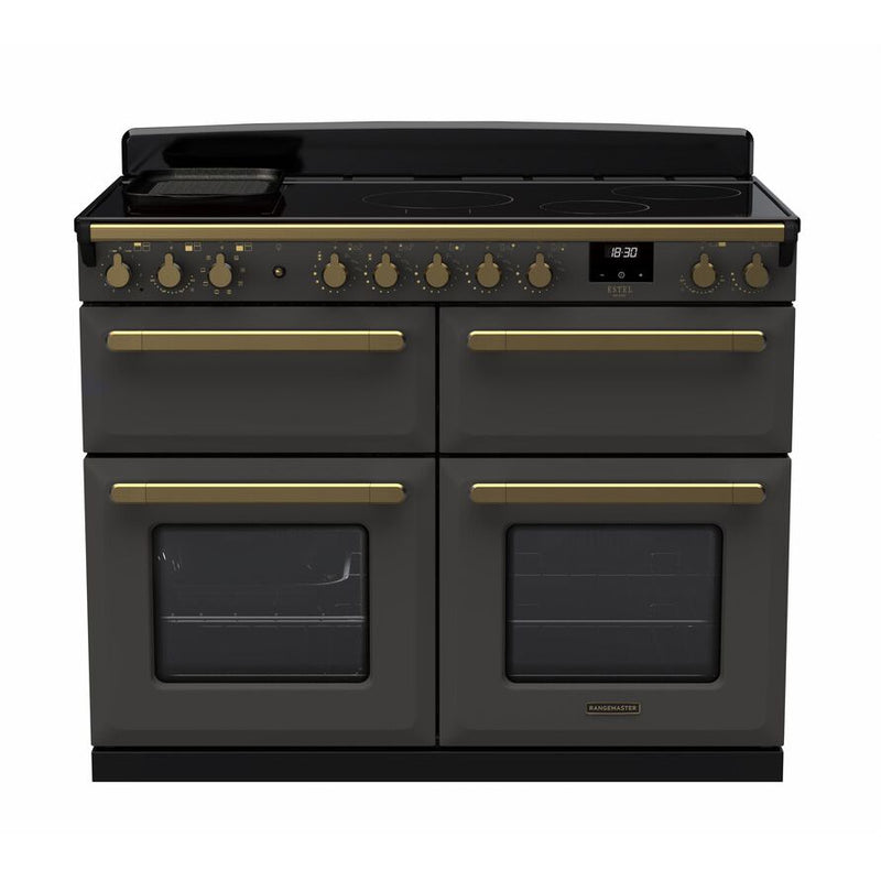 Rangemaster Estel Deluxe 110CM Electric Range Cooker - Slate with Antique Brass | ESDLB110EIPSLT/AB1 from Rangemaster - DID Electrical