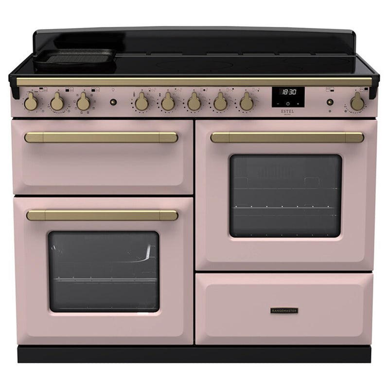 Rangemaster Estel Deluxe 110CM Electric Range Cooker - Pale Pink with Antique Brass | ESDLO110EIPPPK/AB1 from Rangemaster - DID Electrical