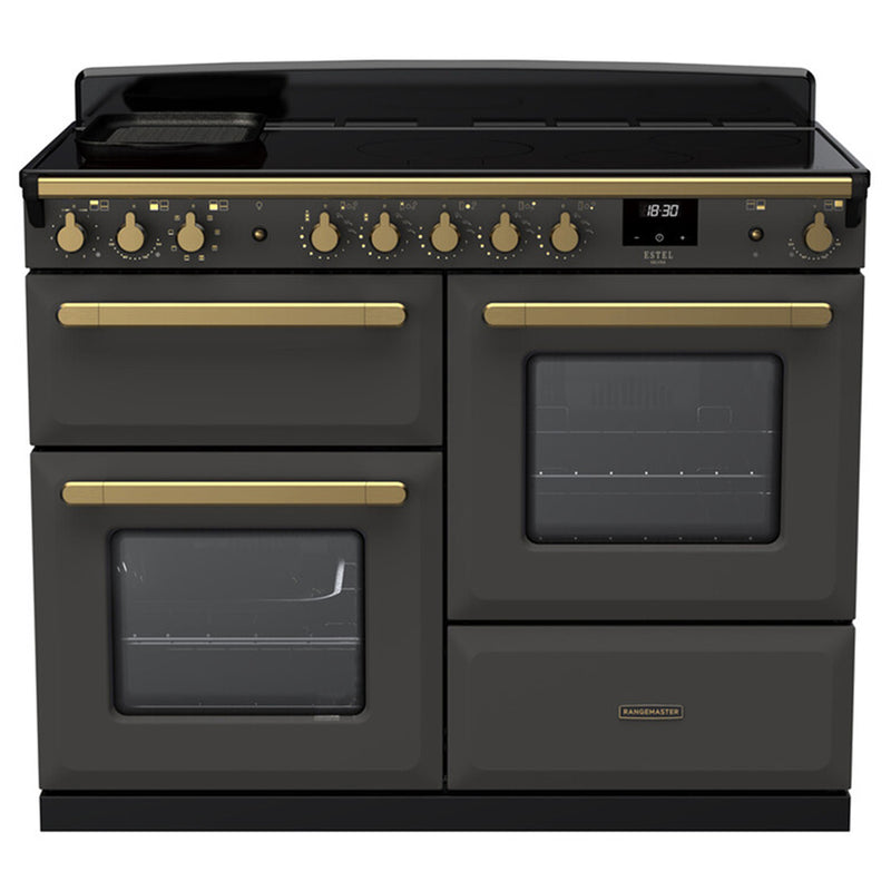 Rangemaster Estel Deluxe 110CM Electric Range Cooker - Slate with Antique Brass | ESDLO110EIPSLT/AB1 from Rangemaster - DID Electrical