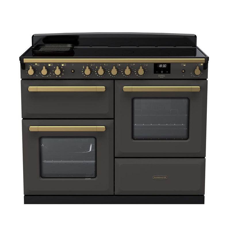 Rangemaster Estel Deluxe 110CM Electric Range Cooker - Slate with Antique Brass | ESDLO110EIPSLT/AB1 from Rangemaster - DID Electrical
