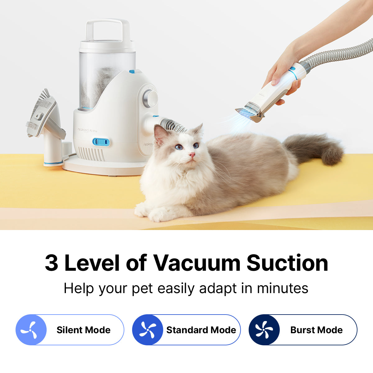 Neakasa P2 Pro 5 in 1 Dog Cat Vacuum Cleaner with Grooming Kit - White | EU6975532170047 from Neakasa - DID Electrical