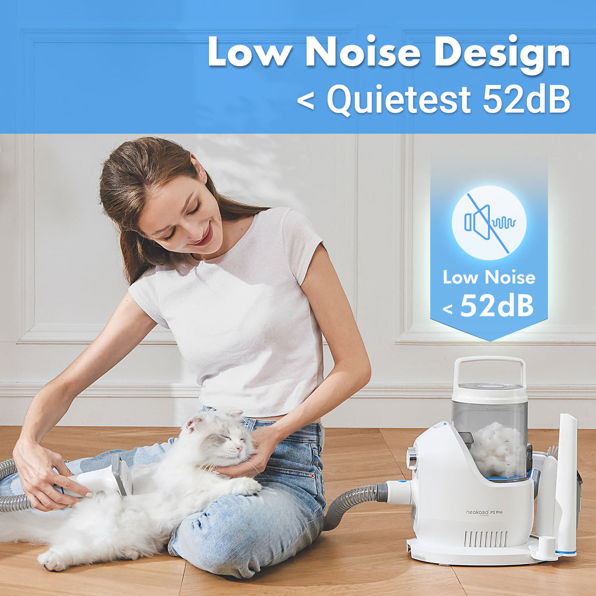 Neakasa P2 Pro 5 in 1 Dog Cat Vacuum Cleaner with Grooming Kit - White | EU6975532170047 from Neakasa - DID Electrical