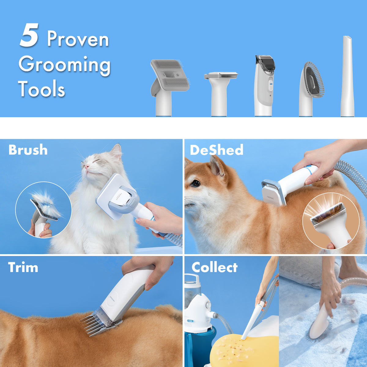 Neakasa P2 Pro 5 in 1 Dog Cat Vacuum Cleaner with Grooming Kit - White | EU6975532170047 from Neakasa - DID Electrical