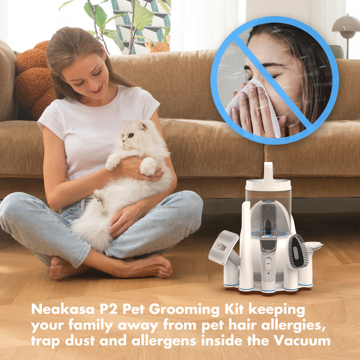 Neakasa P2 Pro 5 in 1 Dog Cat Vacuum Cleaner with Grooming Kit - White | EU6975532170047 from Neakasa - DID Electrical