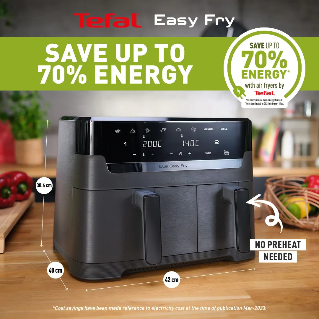 Tefal 8.3L Easy Fry Dual Air Fryer - Coal | EY901HG0 from Tefal - DID Electrical