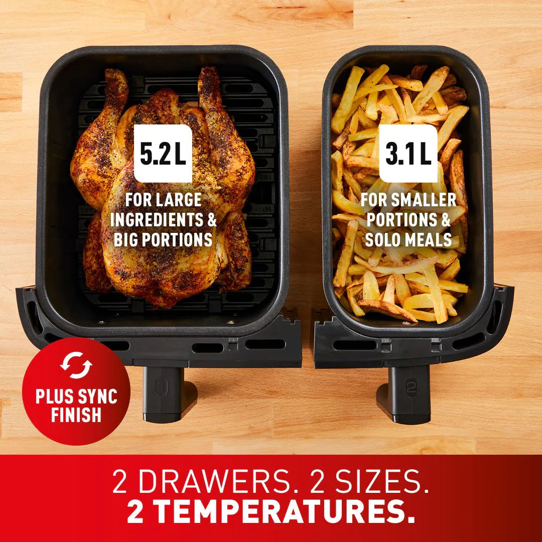 Tefal 8.3L Easy Fry Dual Air Fryer - Coal | EY901HG0 from Tefal - DID Electrical