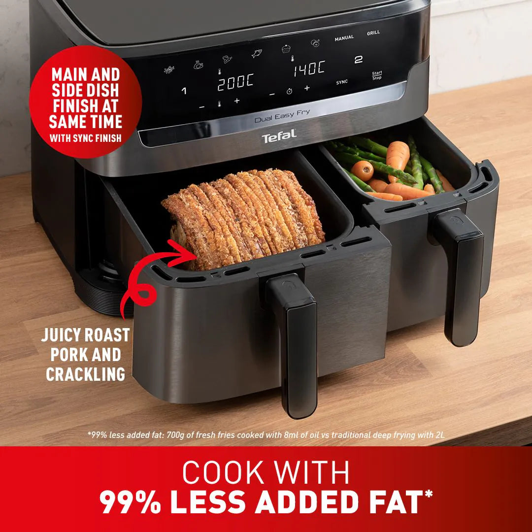 Tefal 8.3L Easy Fry Dual Air Fryer - Coal | EY901HG0 from Tefal - DID Electrical