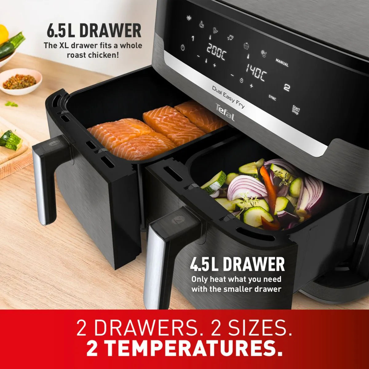 Tefal Easy Fry Dual XXL 11L Air Fryer - Coal Grey | EY942HG0 from Tefal - DID Electrical