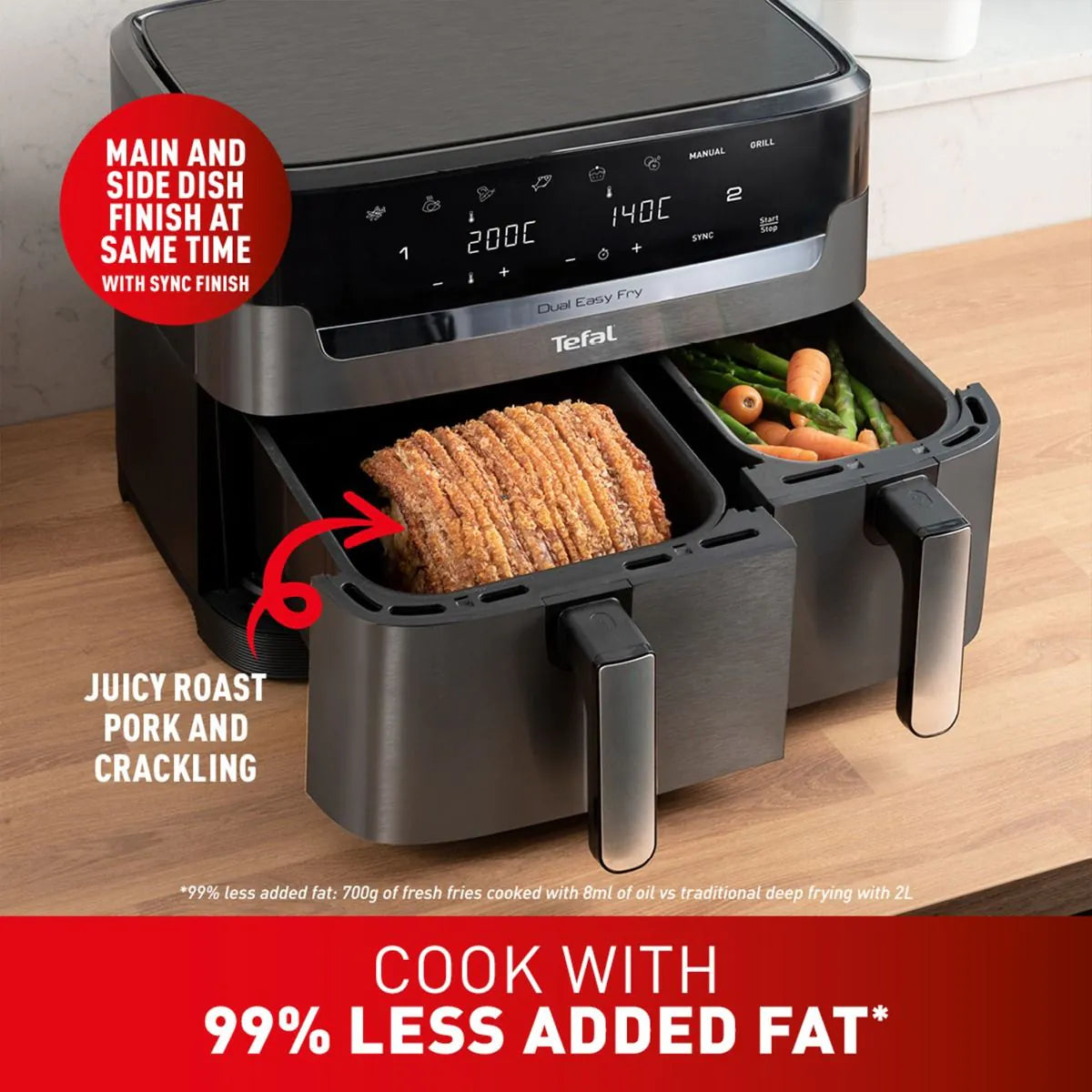 Tefal Easy Fry Dual XXL 11L Air Fryer - Coal Grey | EY942HG0 from Tefal - DID Electrical