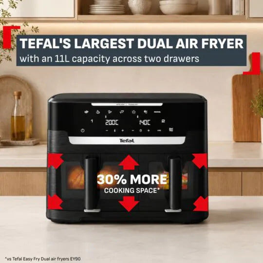 Tefal Ingenio 11L Dual Air Fryer - Black | EY9478G0