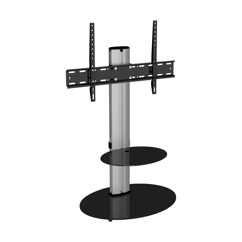 AVF Eno 60cm Oval Pedestal TV Stand with Shelf - Silver & Black Glass | FSL600ENSB from AVF - DID Electrical