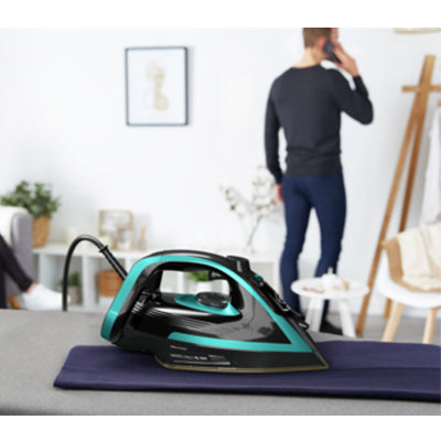 Tefal Puregliss Auto Shut-Off 3000W Steam Iron - Black &amp; Blue | FV8066GO from Tefal - DID Electrical