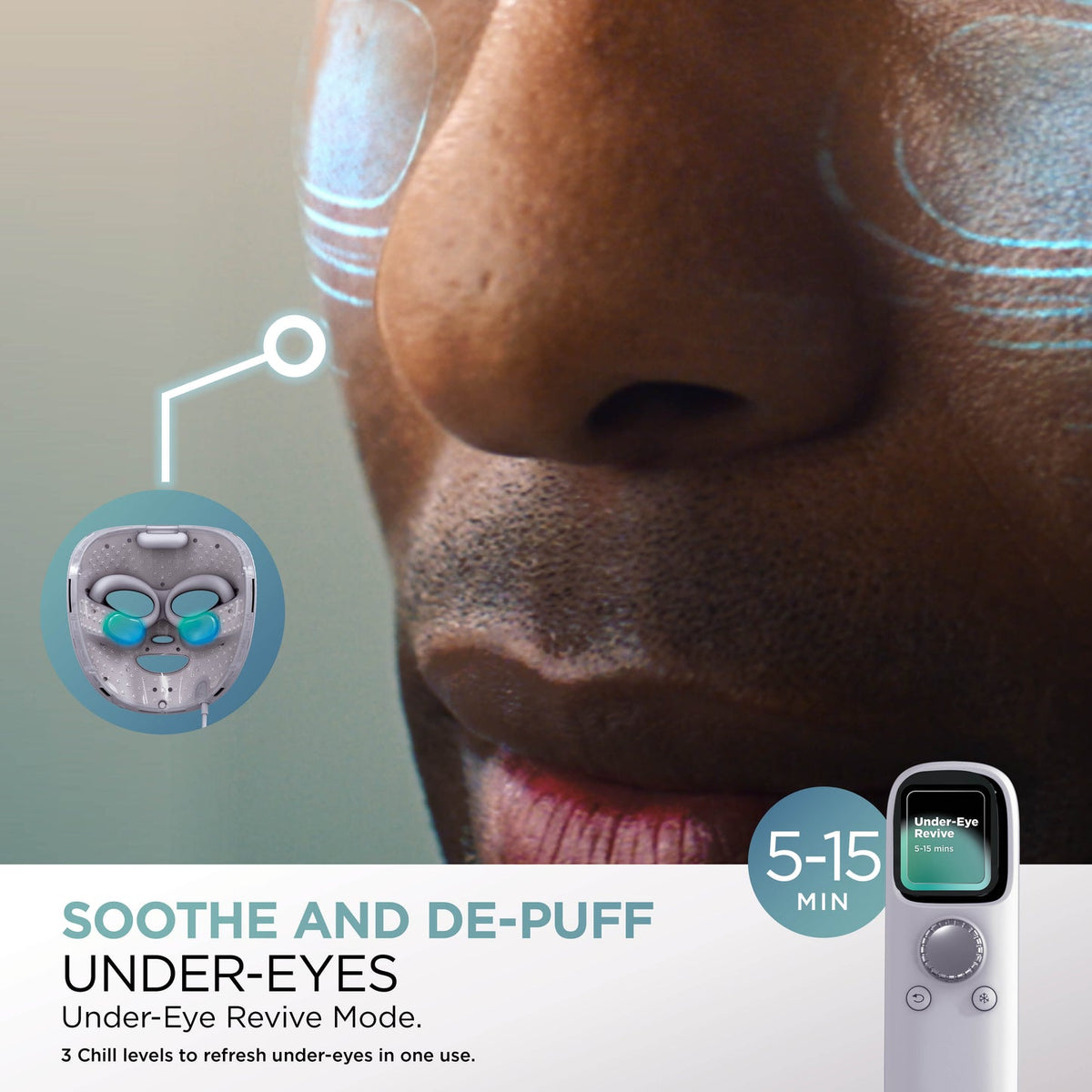 Shark CryoGlow Under-Eye Cooling & LED Face Mask - Blue Frost | FW312IE