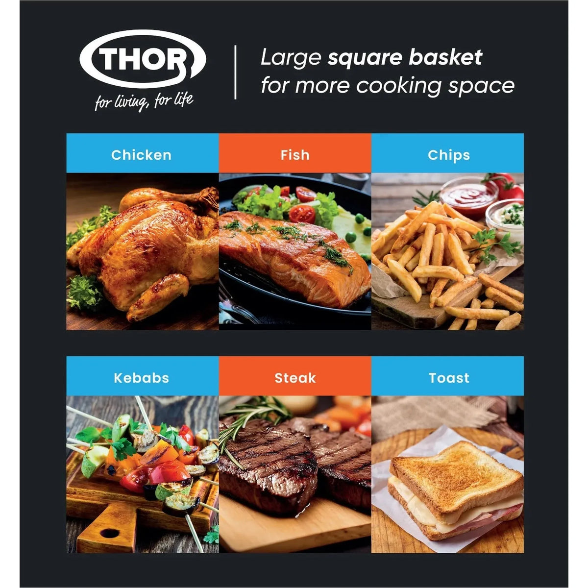 Thor 8L two Drawer Air  Fryer- Black | T8382SSD from Thor - DID Electrical