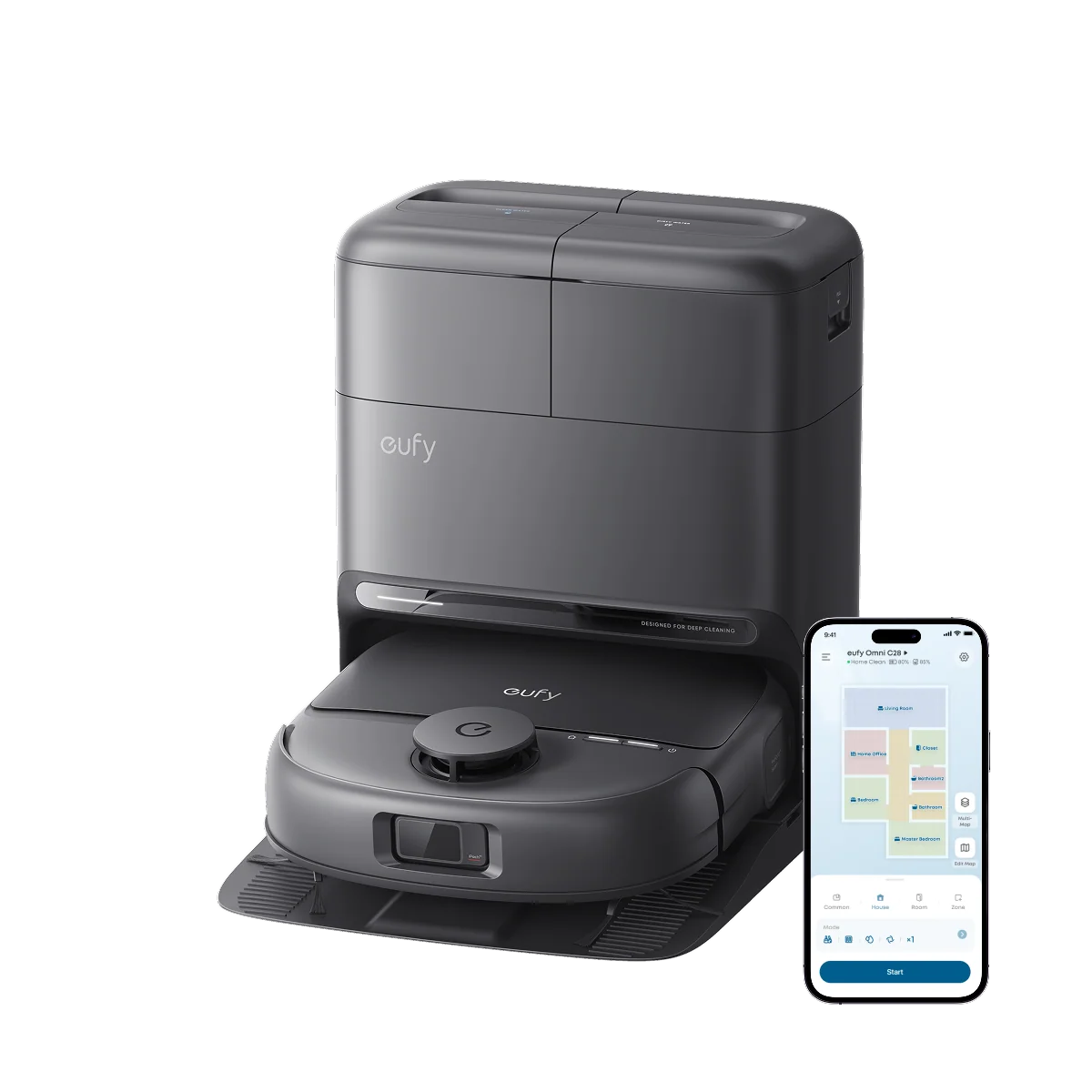 Eufy Omni C28A Bagless Robot Vacuum Cleaner with Accessory Kit - Black | T211AV10