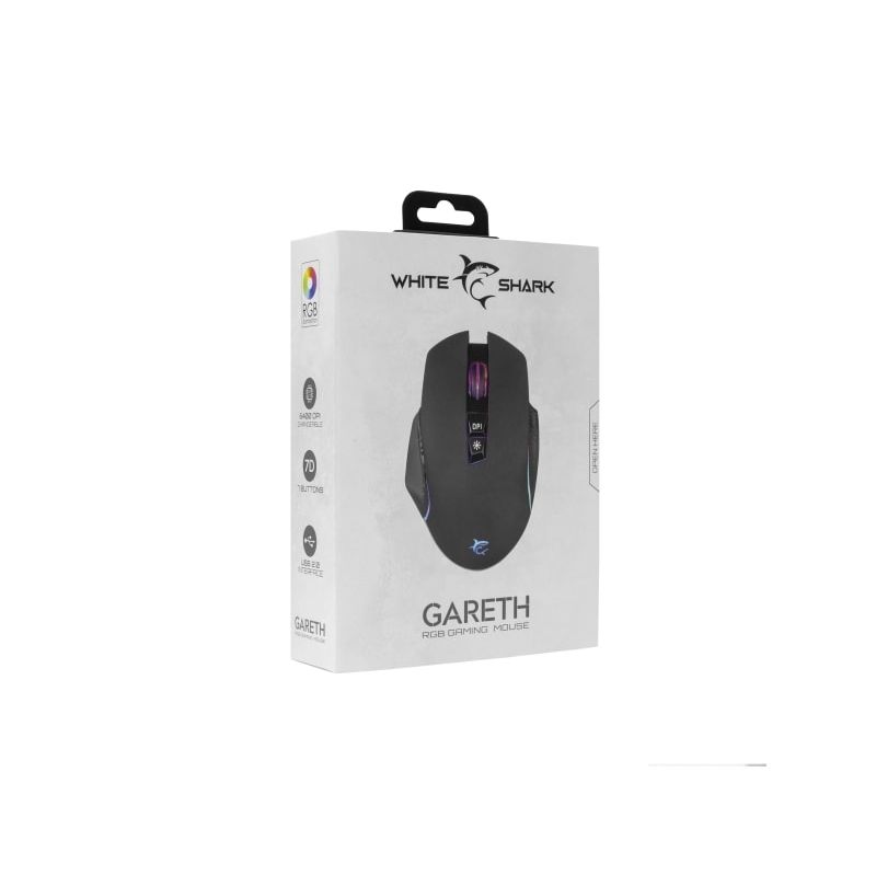 White Shark GARETH Ambidextrous RGB Gaming Mouse - Black | GARETH - BLACK from White Shark - DID Electrical