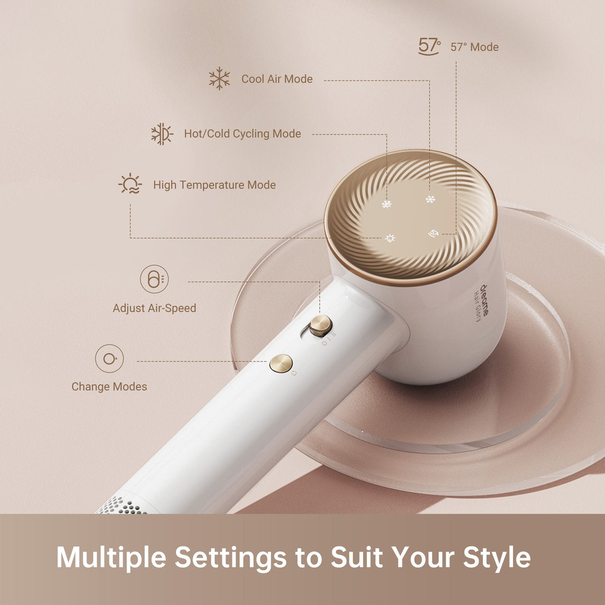 Dreame Hair Glory Combo Hair Dryer - White | GLORYCOMBOWH