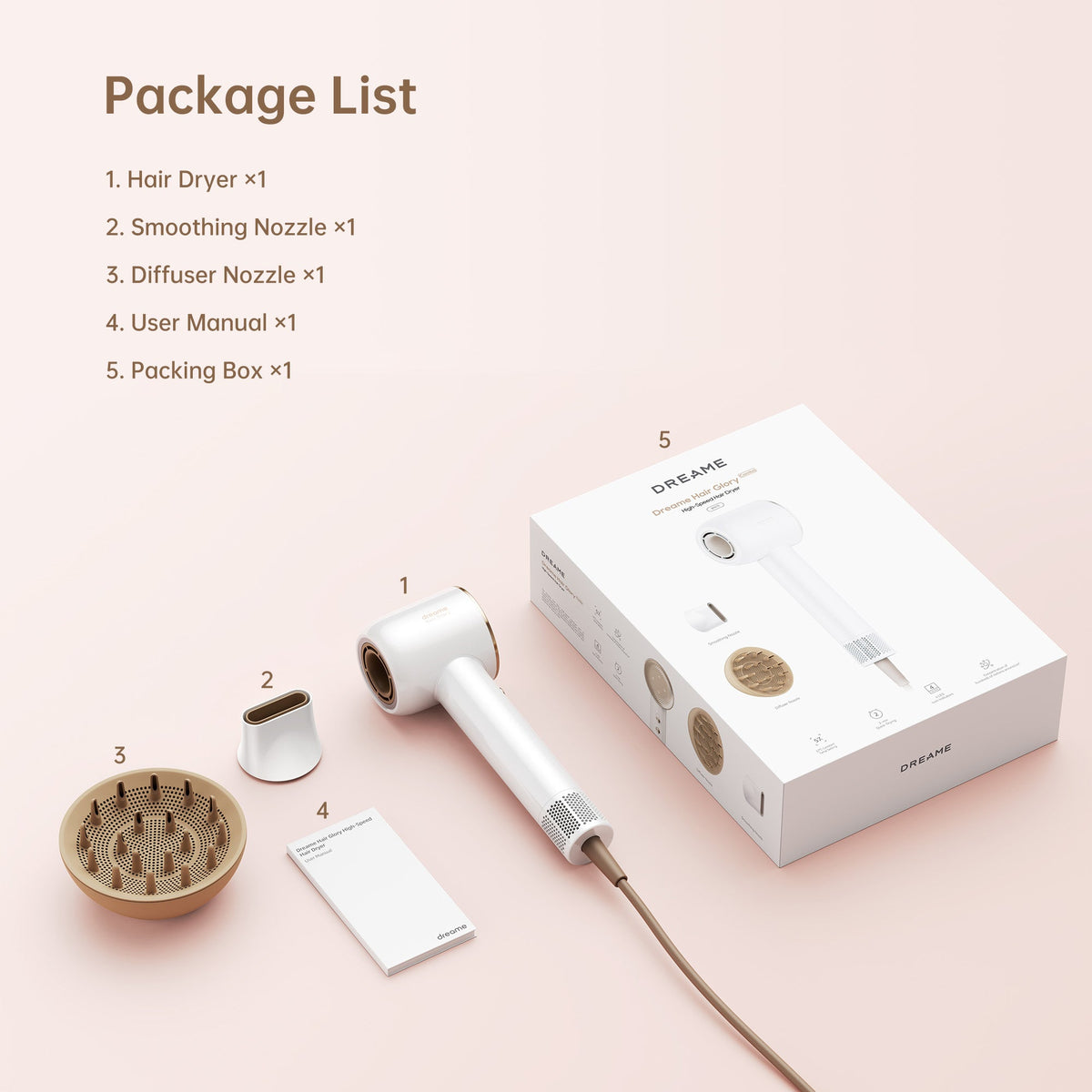 Dreame Hair Glory Combo Hair Dryer - White | GLORYCOMBOWH